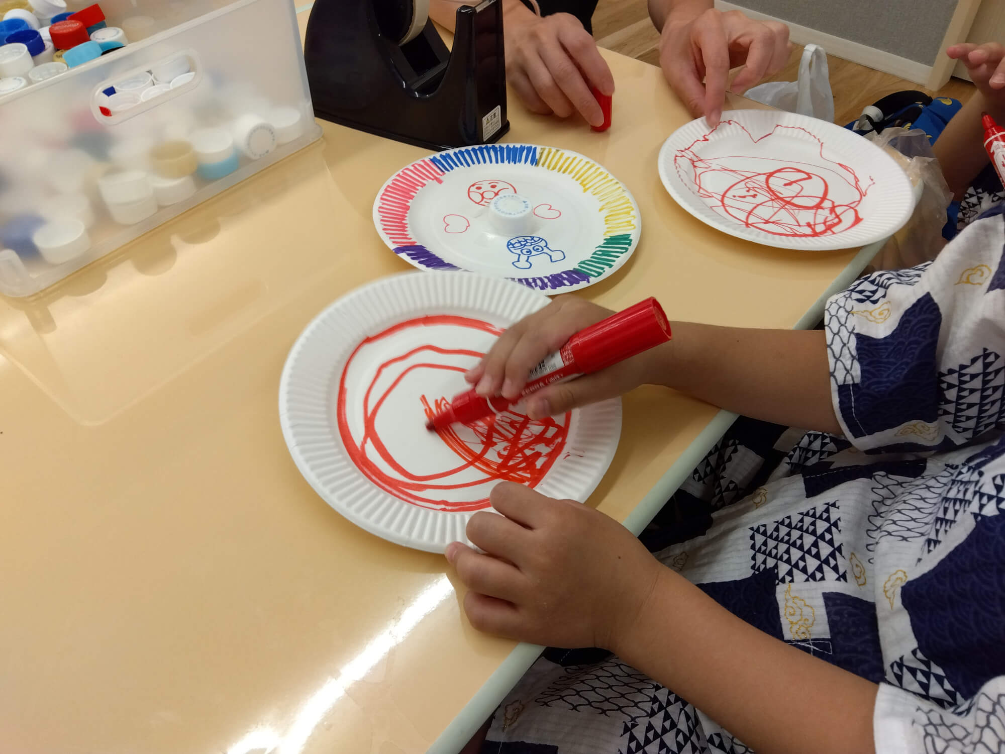 コマ作り体験の様子