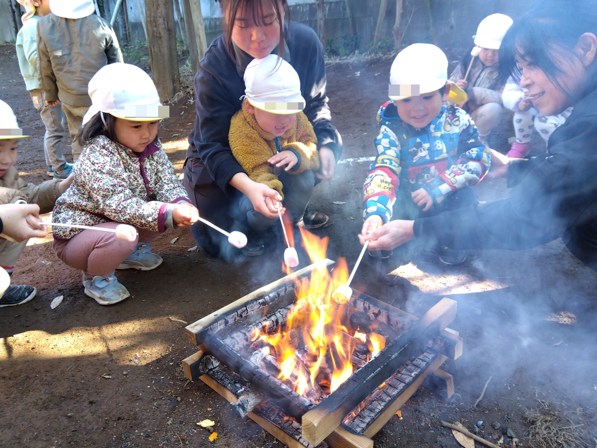 マシュマロを焼く様子