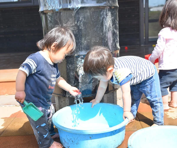 Children playing with water