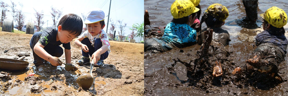 Children playing in mud