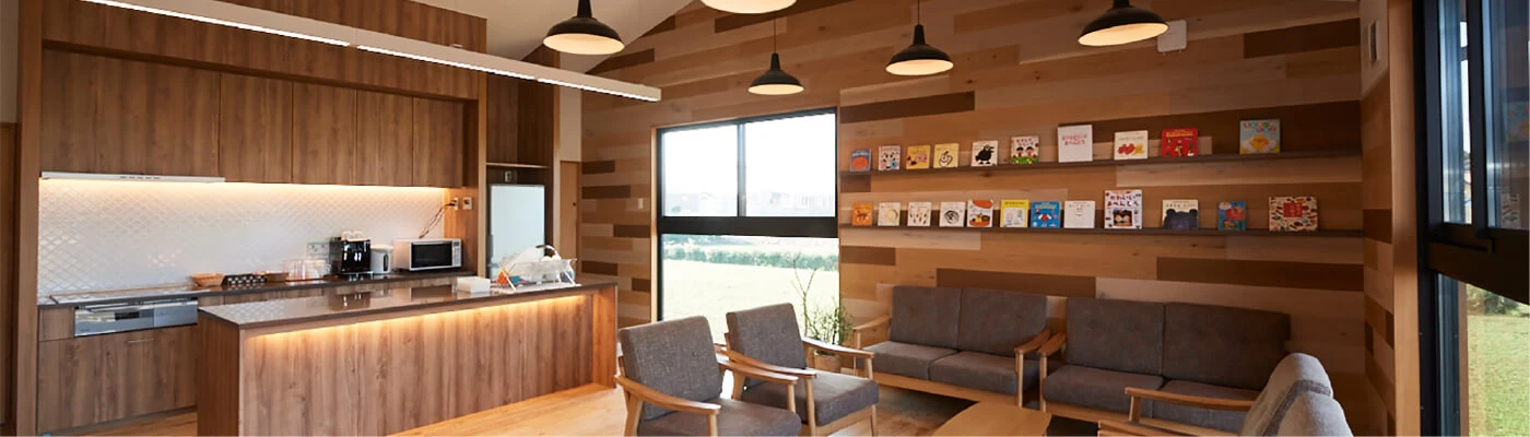Café space with wooden interior