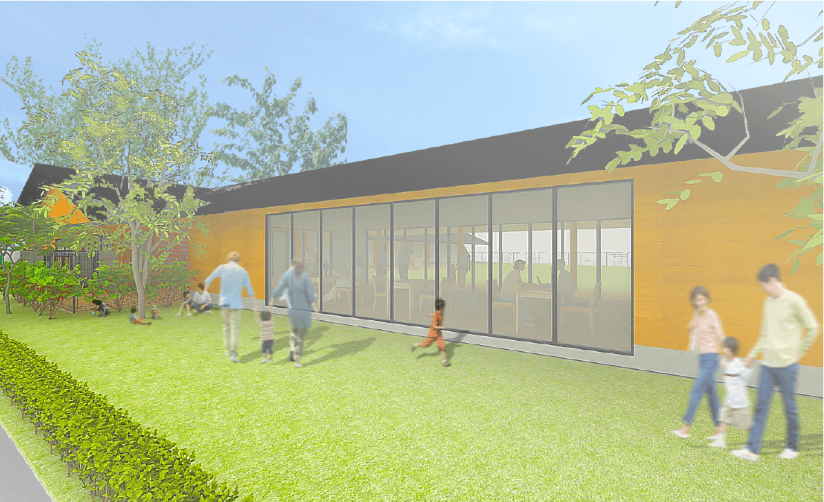 北側道路沿いに広がる「ちきんえっぐ」の芝生広場(イメージ)