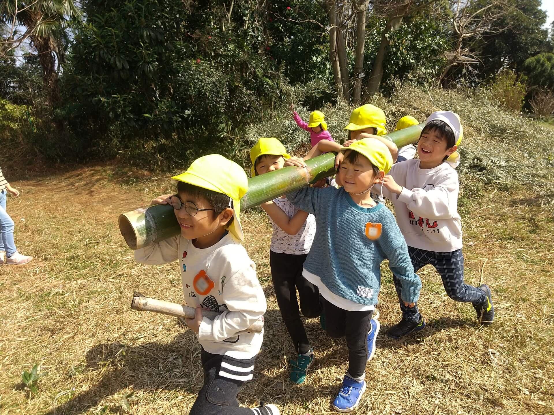 みその公園で大きな竹を持たせてもらいました