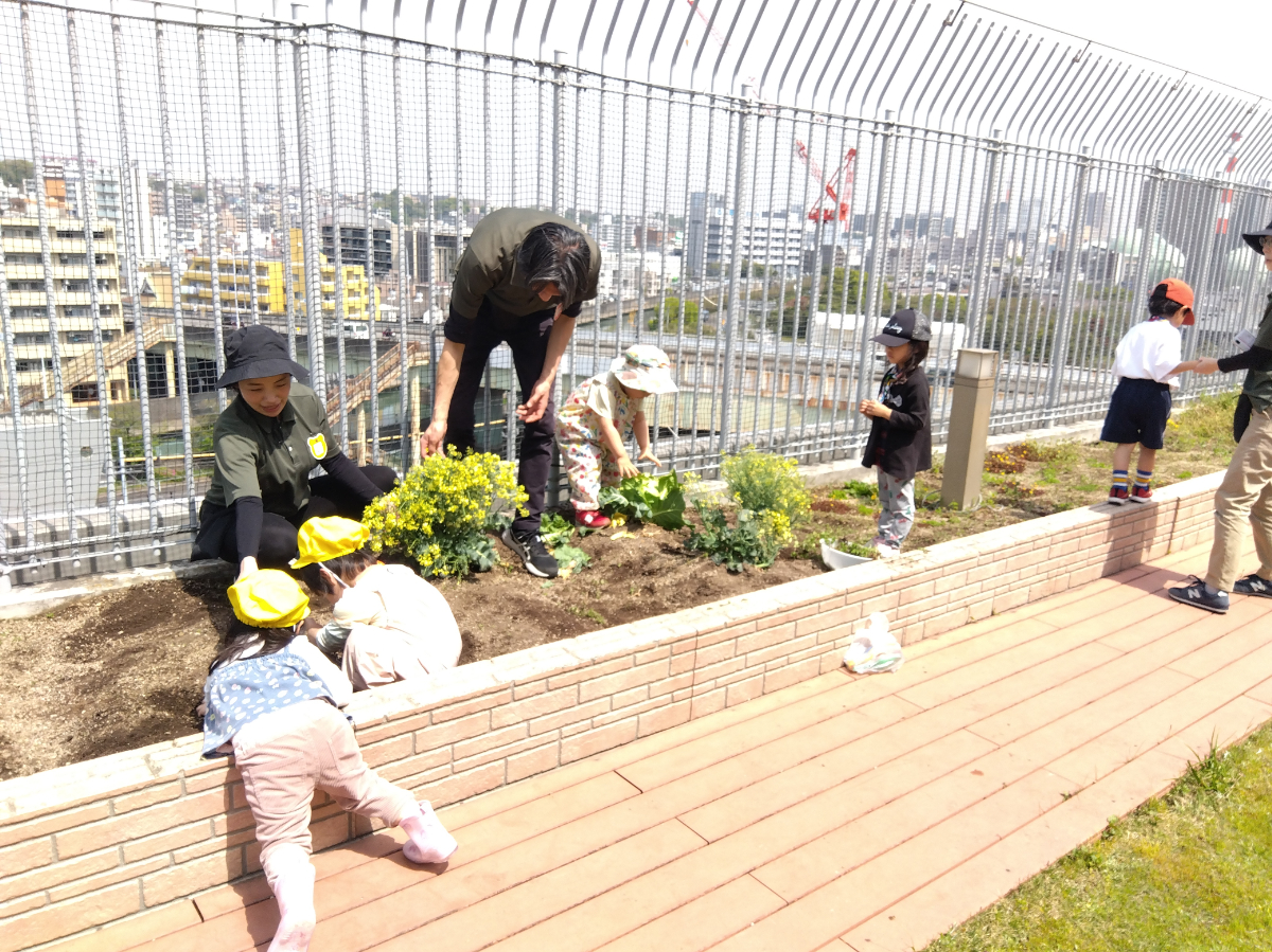 畑仕事をする子どもたち