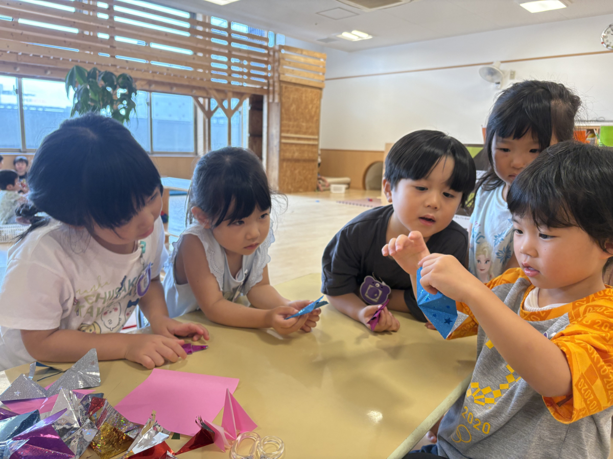 吹き流しの作成の様子