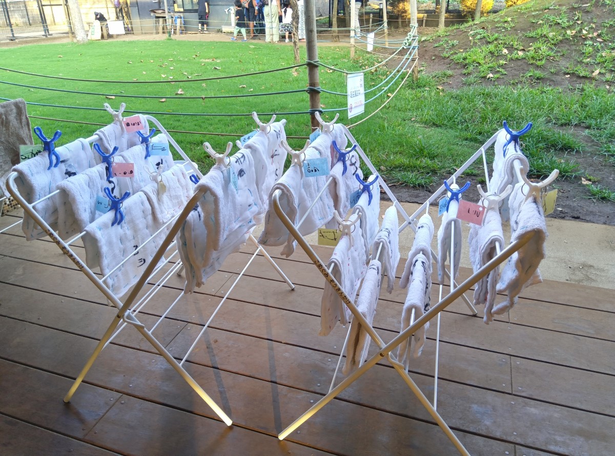 縁側に干されている雑巾