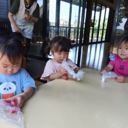 日高どろんこ保育園「イチゴジュース作り」